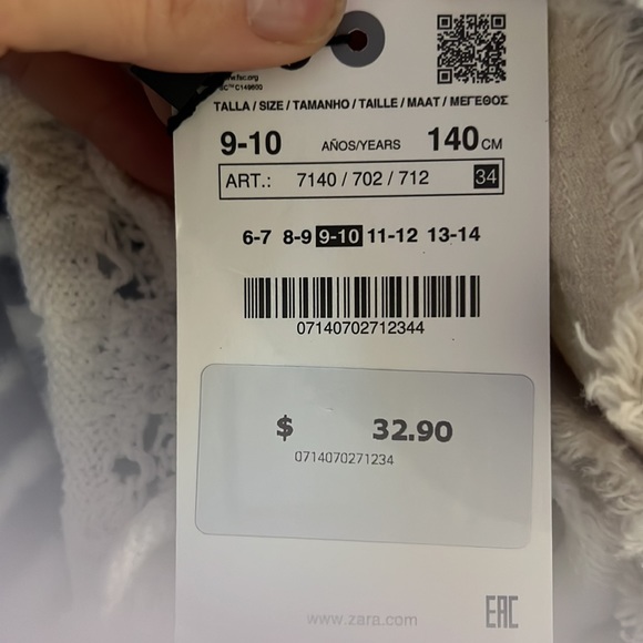 NWT Girls Zara Cardigan Boho Bell Sleeve size 9-10 - Picture 4 of 4